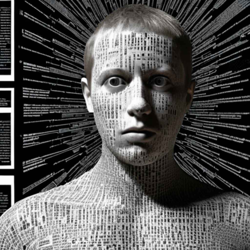 ** A digitally manipulated social media feed overflowing with sensational headlines and clickbait articles. Overlaid, a shadowy figure manipulates code representing algorithms, showcasing the power of algorithms to spread misinformation. The overall tone is chaotic and overwhelming.

**