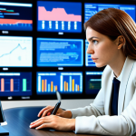 A professional individual, fully clothed in a modest business suit, sitting calmly at a sleek, modern desk. The individual is focused on multiple digital screens displaying a sophisticated, yet complex, array of news headlines, charts, and information. The scene captures a pensive moment of analysis, reflecting the challenge of navigating information in the digital age. The background is a clean, contemporary office space with soft ambient lighting. Professional photography, high resolution, detailed textures, natural pose. safe for work, appropriate content, family-friendly, perfect anatomy, correct proportions, well-formed hands, proper finger count.